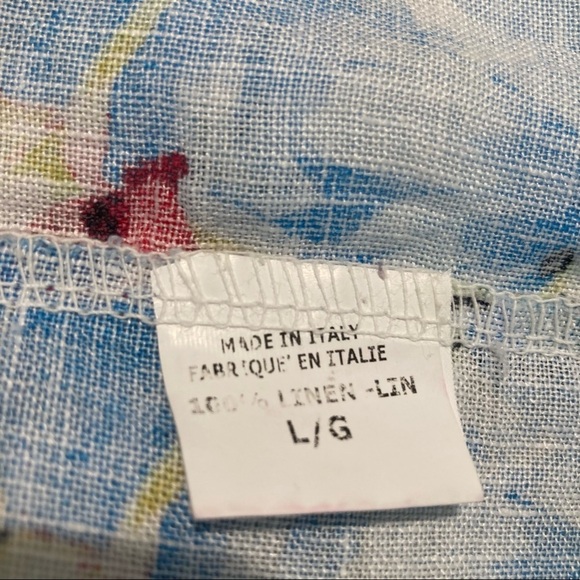 LINA TOMEI Sz L 100% Linen Floral Adjustable Straps Dress Made in  Italy - Picture 13 of 13